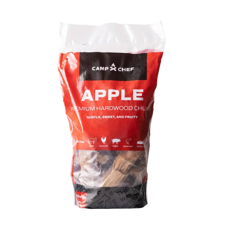 Load image into Gallery viewer, Camp Chef Wood Chunks offer subtle, sweet, and fruity flavors ideal for smoking or grilling pork, poultry, fish, seafood, and baked goods on your hardwood grill.

