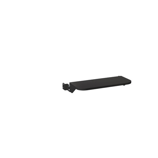 The Camp Chef Pellet Grill Front Shelf, in black, is a wall-mounted folding accessory that extends horizontally against a plain white background.